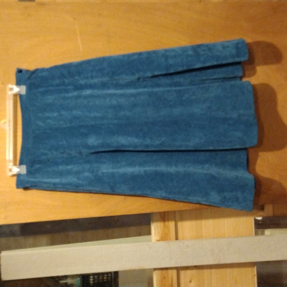 Teal Blue/Green Fine Wale Corduroy Skirt Size 12P 12 Company Collection Petite